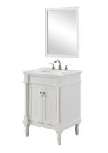 Elegant VF13024AW-VW - 24 inch Single Bathroom vanity in Antique White with ivory white engineered marble