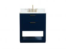 Elegant VF19230BL-BS - 30 inch Single bathroom vanity in blue with backsplash