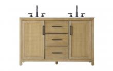 Elegant VF29554DLO - 54 inch Double Bathroom Vanity in Linen Oak