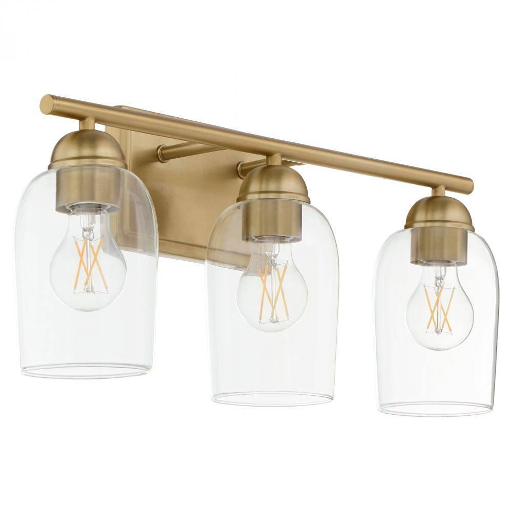 Wallinger 3 Light Vanity, Aged Brass