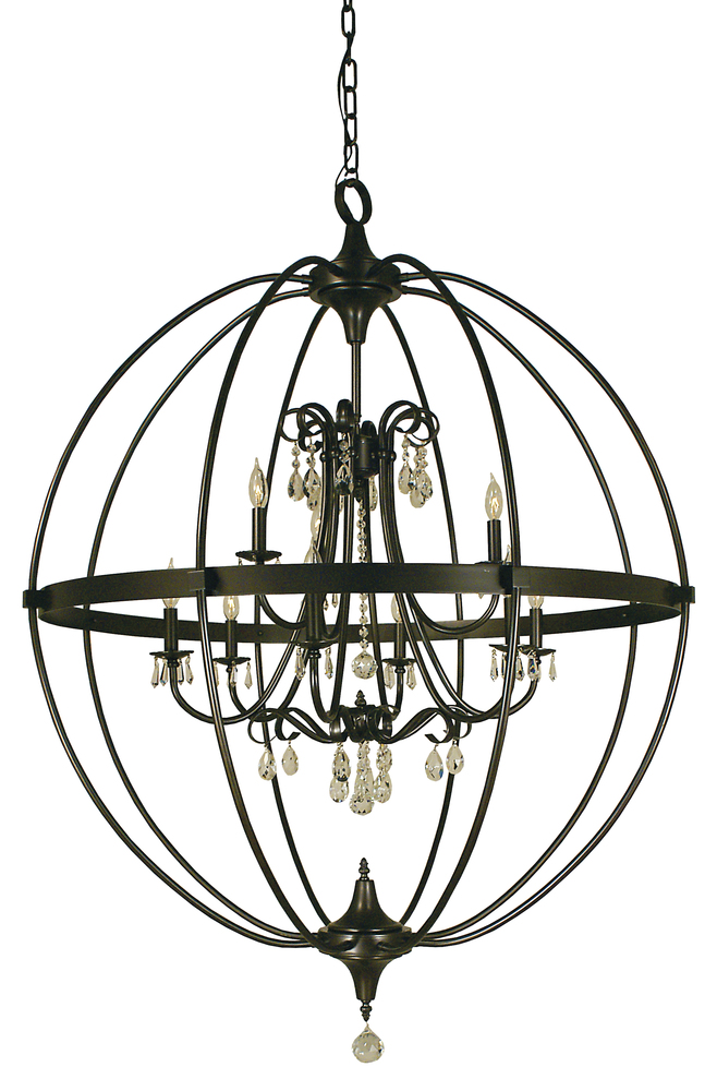 9-LIGHT POLISHED NICKEL COMPASS CHANDELIER