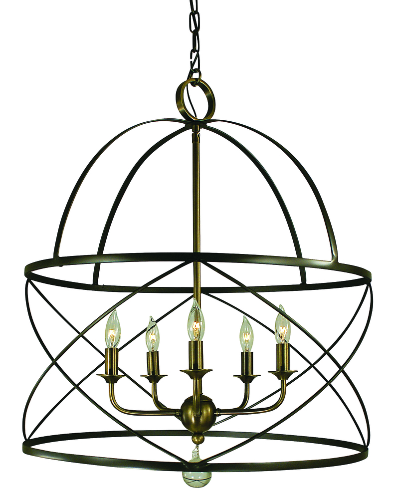 5-Light Mahogany Bronze/Antique Brass Nantucket Chandelier