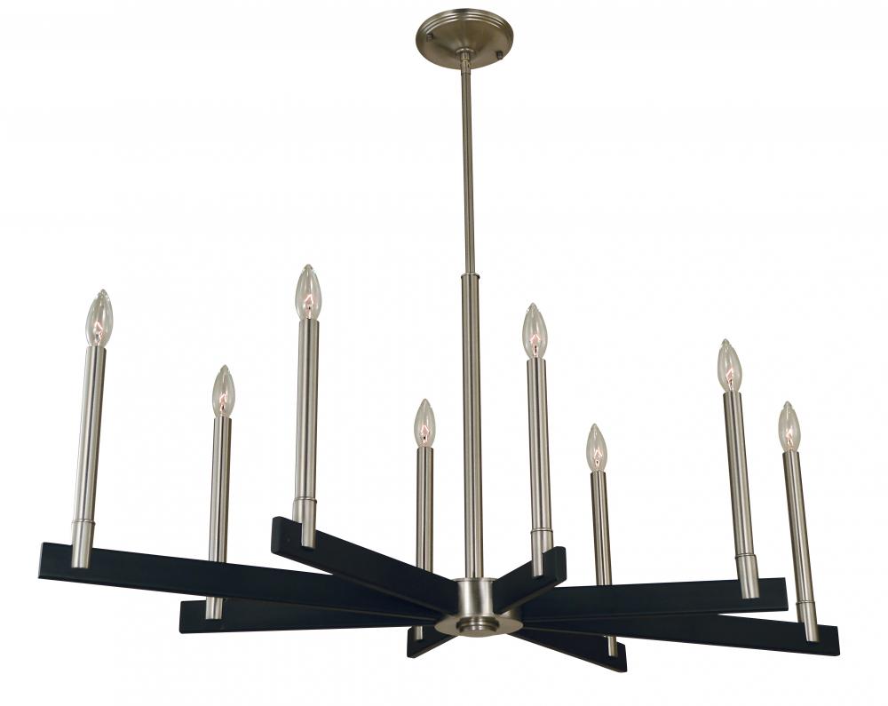 8-Light Brushed Nickel/Matte Black Jessica Dining Chandelier