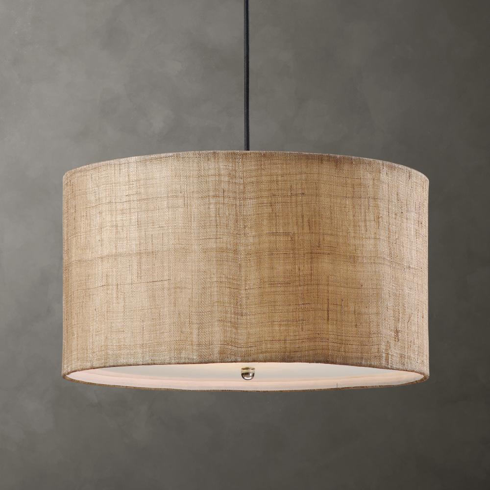 Dafina 3 Light Burlap Drum Pendant