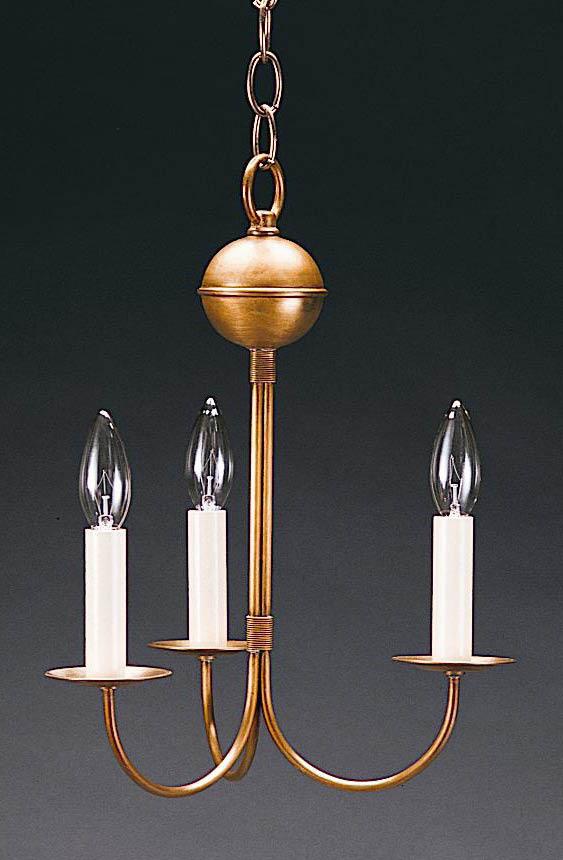 Hanging J-Arms Antique Brass 3 Candelabra Sockets