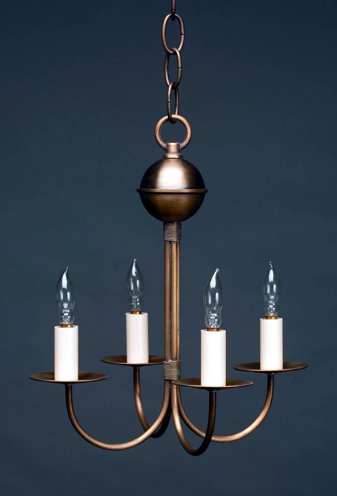 Hanging J-Arms Dark Antique Brass 4 Candelabra Sockets