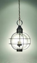 Northeast Lantern 2852-VG-LT3-CLR - Caged Round Hanging Verdi Gris 3 Candelabra Sockets Clear Glass