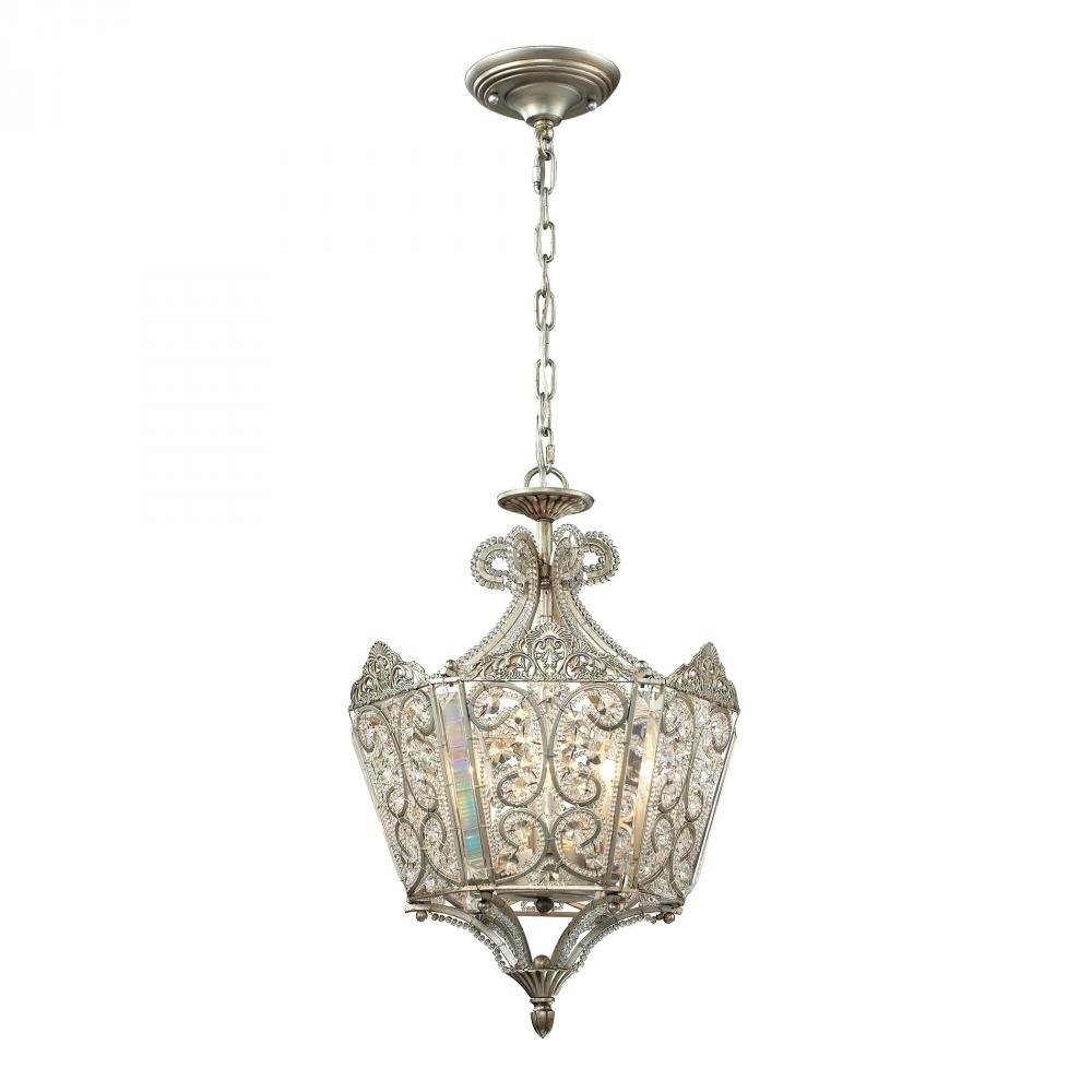 Villegosa 6 Light Pendant In Aged Silver