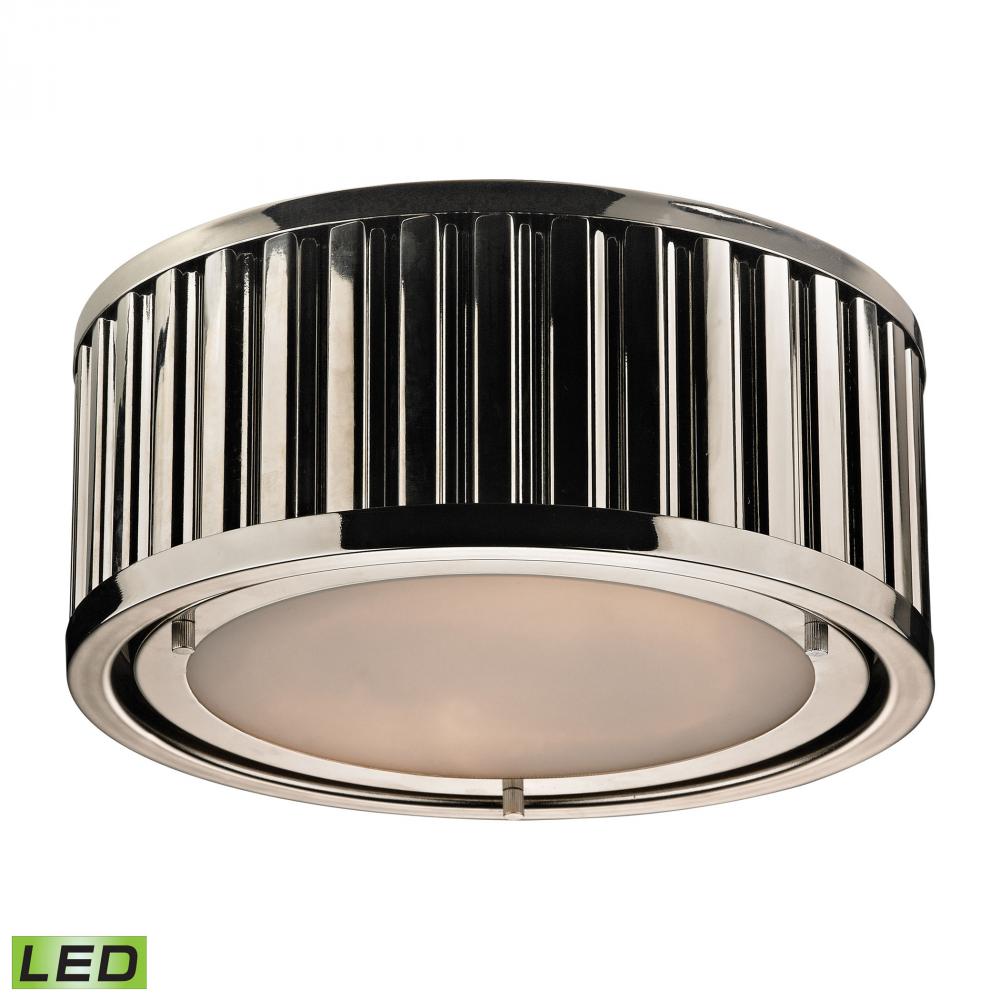 Linden Manor 2-Light Flush Mount in Polished Nickel - Includes LED Bulbs
