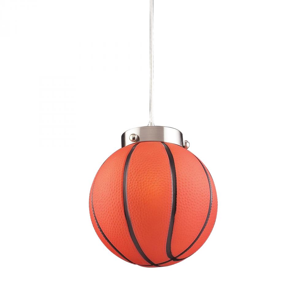 Novelty 1 Light Basketball Pendant In Satin Nick